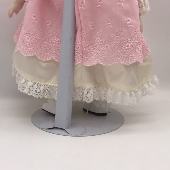 Vintage Porcelain Doll with Soft Body on Metal Stand 16” inches Tall approx - Picture 8 of 11